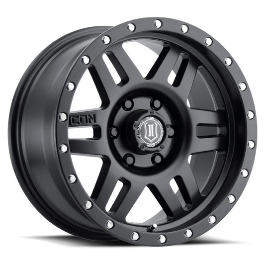 ICON Six Speed 17x8.5 6x5.5 25mm Offset 5.75in BS 108.1mm Bore Satin Black Wheel