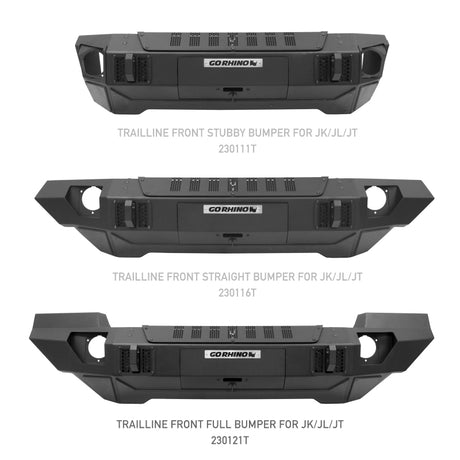 Pare-chocs avant pleine largeur Go Rhino 07-20 Jeep Wrangler JL/JLU/JK/JKU/Gladiator JT Trailline