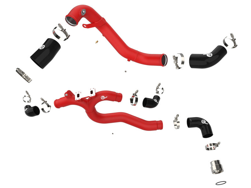 Kit de tuyaux de charge chaud/froid en aluminium AFE 18-21 Kia Stinger V6-3.3L BladeRunner rouge