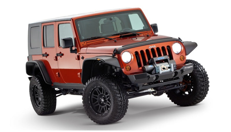 Bushwacker 07-18 Jeep Wrangler Unlimited Flat Style Flares 4 pièces utilitaire sport 4 portes uniquement - Noir