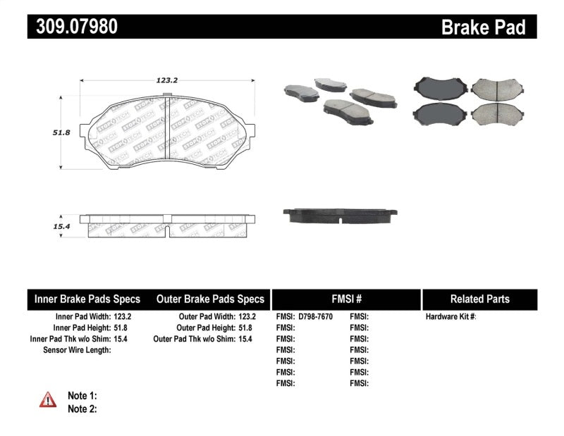 Plaquettes de frein StopTech Performance