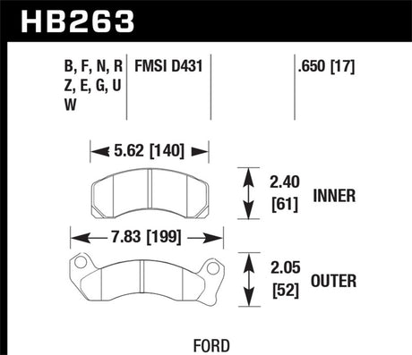 Plaquettes de frein avant Hawk 1987-1993 Ford Mustang GT 5.0 HPS 5.0