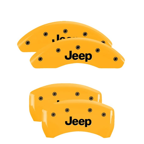 Couvre-étriers MGP 4 gravés avant et arrière Jeep Yellow Finish Black Char 2004 Jeep Grand Cherokee