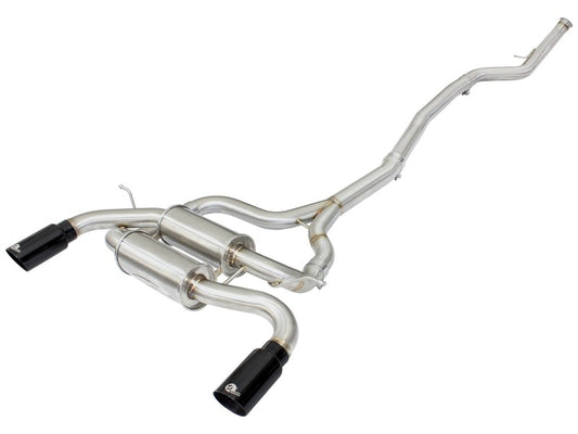 aFe MACHForce XP SS-304 Black Tip 2.5in Dia Cat Back Exhaust 12-14 BMW 335i (F30) 3.0L (t)