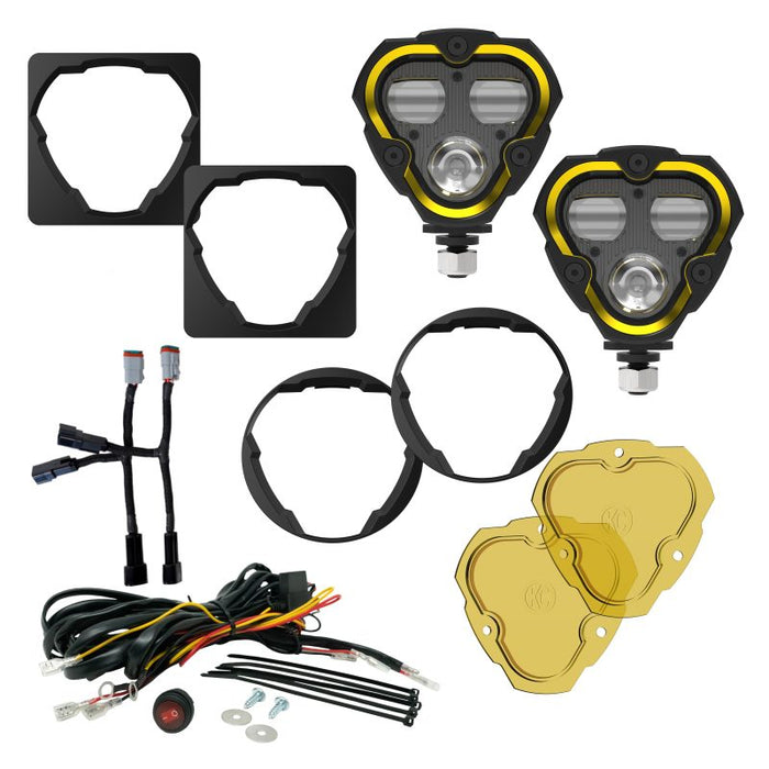 Feux antibrouillard SAE à double mode KC HiLiTES FLEX ERA 3 - Kit principal à 2 lampes pour pare-chocs de rechange Jeep