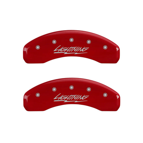 Couvre-étriers MGP 4 gravés avant et arrière finition rouge éclair argent ch