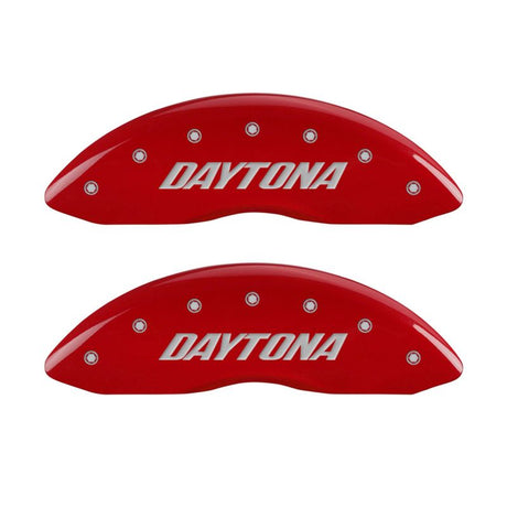 Couvre-étriers MGP 4 gravés avant et arrière finition rouge Daytona argent ch