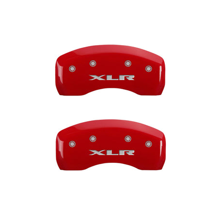 Couvre-étriers MGP 4 gravés à l'avant en cursive/arrière gravé Cadillac XLR finition rouge argent ch