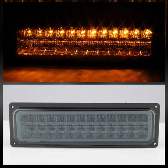 Phares en cristal Xtune GMC Yukon 92-93 avec pare-chocs d'angle et LED fumés HD-JH-GMCCK88-LED-AM-SM-SET