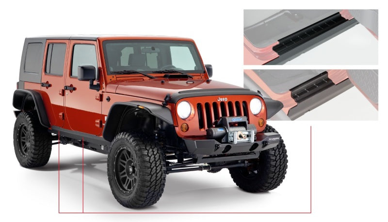 Bushwacker 07-18 Jeep Wrangler Unlimited Trail Armor Cache-bas de caisse et plaque de seuil - Noir