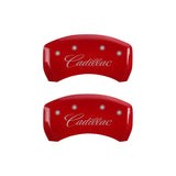 Couvre-étriers MGP 4 gravés avant et arrière cursive/finition rouge Cadillac argent ch