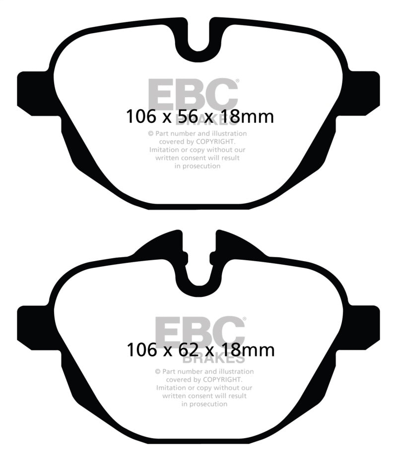 Plaquettes de frein arrière Redstuff EBC 11+ pour BMW X3 2.0 Turbo (F25)