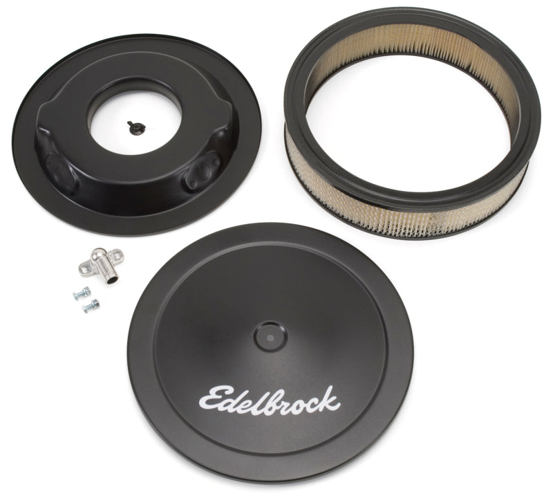 Élément en papier rond en acier pour épurateur d'air Edelbrock série Pro-Flo, 14 po de diamètre x 3 75 po de base abaissée