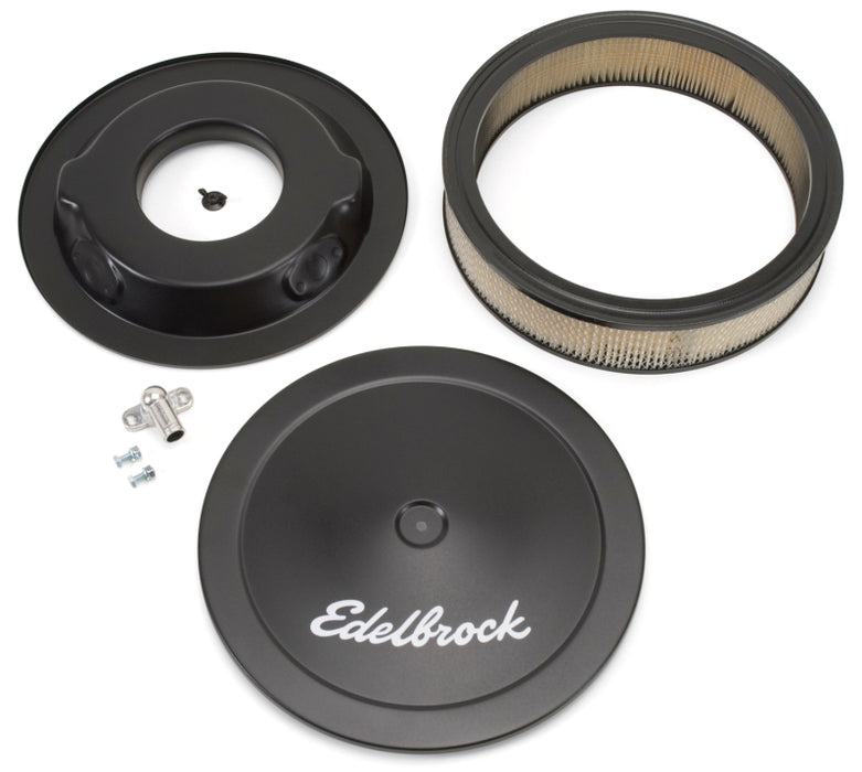 Élément en papier rond en acier pour épurateur d'air Edelbrock série Pro-Flo, 14 po de diamètre x 3 75 po de base abaissée