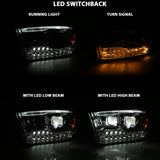 Phares de projecteur à LED ANZO 16-18 Chevrolet Silverado 1500 avec interrupteur de style planche chromé avec ambre