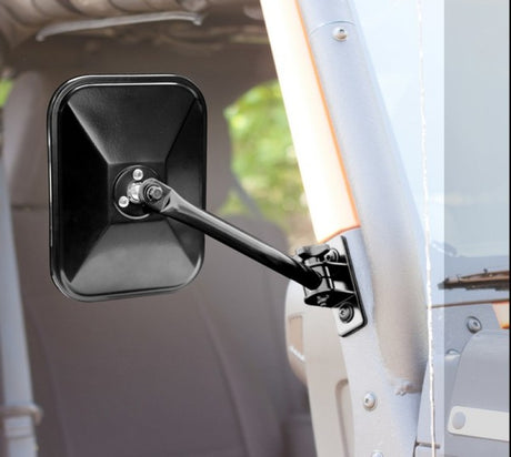 Rétroviseur rectangulaire noir à dégagement rapide pour Jeep Wrangler Rugged Ridge 97-18