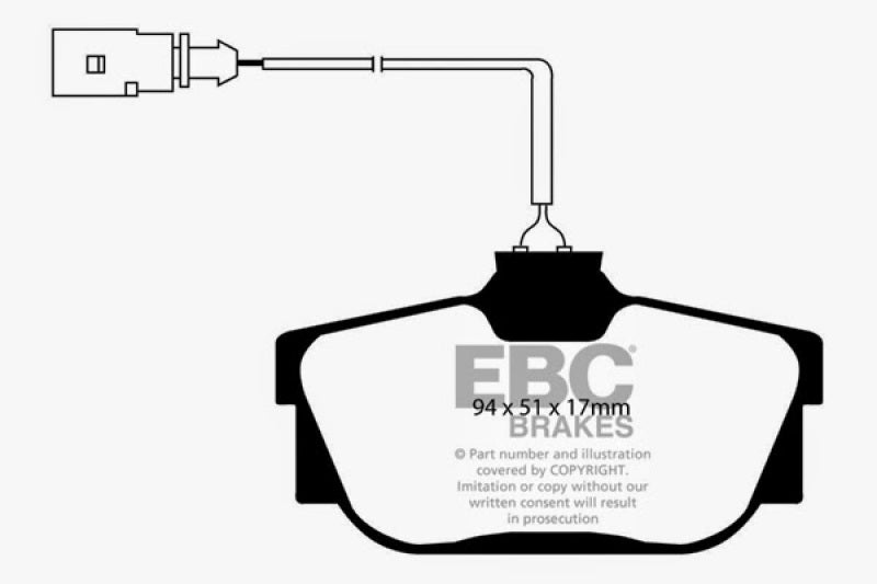 EBC 00 Volkswagen Eurovan 2.8 (ATE) avec câbles d'usure Plaquettes de frein arrière Ultimax2