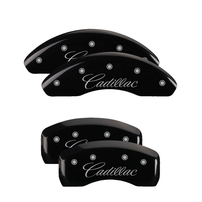 Couvre-étriers MGP 4 gravés avant et arrière cursive/finition noire Cadillac argent ch