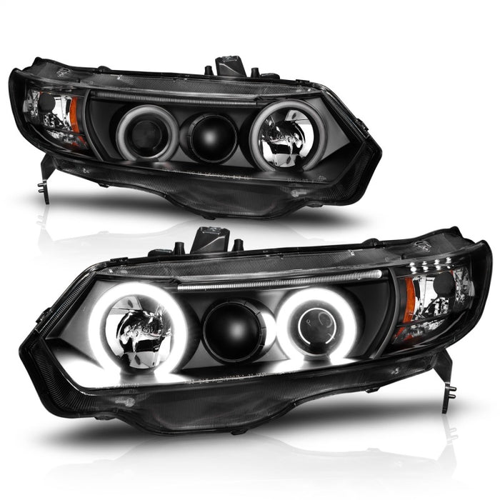 Phares de projecteur ANZO 2006-2011 Honda Civic avec halo noir (CCFL)