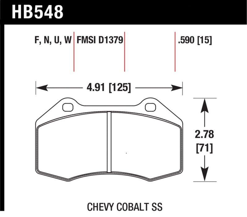 Hawk 07-10 Chevy Cobalt avec étriers avant Brembo Plaquettes de course avant DTC-30