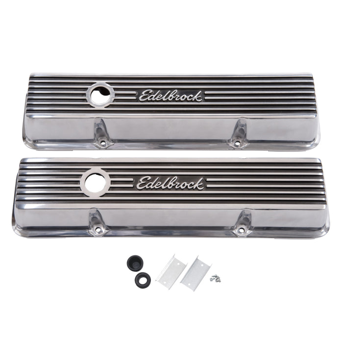 Couvercle de soupape Edelbrock Elite II Series Chevrolet 1959-1986 262-400 CI V8 poli à faible teneur