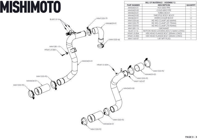 Kit de montage surélevé Mishimoto 21+ Bronco 2,3 L avec tuyaux SL Core P