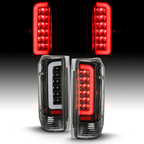 Feux arrière à LED ANZO 1987-1996 Ford F-150 Boîtier noir Lentille transparente (paire)