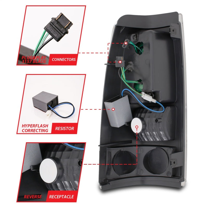 Feux arrière à LED ANZO 1999-2007 Chevrolet Silverado 1500 Rouge/Clair