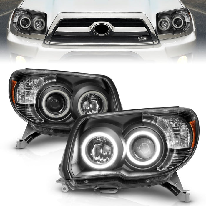 Phares de projecteur ANZO 2006-2009 Toyota 4Runner avec halo noir