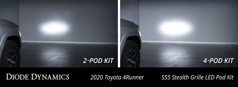 Diode Dynamics 14-23 Toyota 4Runner SS5 Stealth Grille LED 4-Pod Kit - Pro White Driving