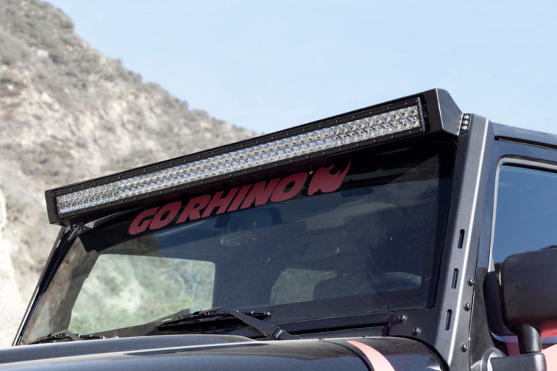 Cadre de montage d'éclairage de pare-brise Go Rhino 07-18 Jeep Wrangler JK WLF - Barre lumineuse de 50 pouces