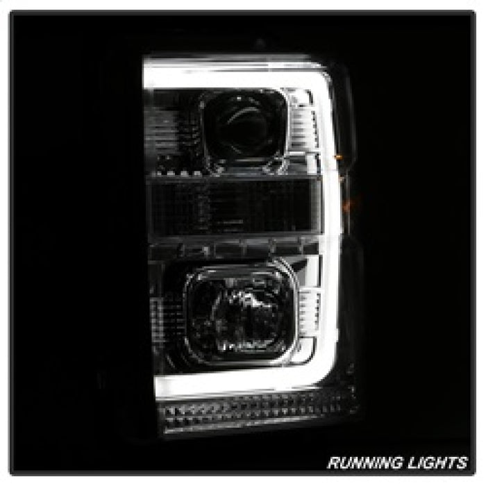 Phares de projecteur DRL à barre lumineuse Spyder 08-10 Ford F-250 Super Duty V2 - Chrm (PRO-YD-FS08V2-LB-C)