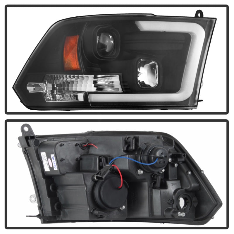 Phares Spyder 09-16 Dodge Ram 1500 Version 2 Barre lumineuse DRL Noir PRO-YD-DR09V2-LBDRL-BK