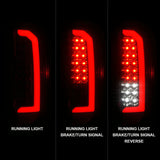 Feux arrière à LED ANZO 15-21 GMC Canyon avec barre lumineuse rouge, boîtier noir, lentille fumée