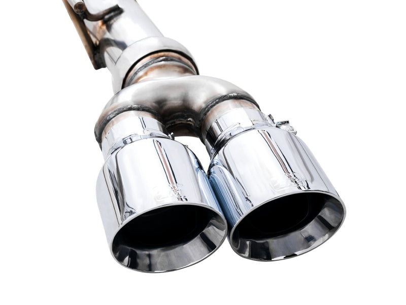 AWE Tuning 22-23 GMC Sierra 1500 AT4X 6.2L 0FG Catback Split Dual (pare-chocs plat) - Embouts chromés argentés