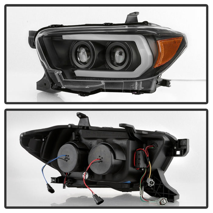 Phares de projecteur Spyder 16-18 Toyota Tacoma - Clignotants à LED Seq - Noir - PRO-YD-TT16-LB-BK