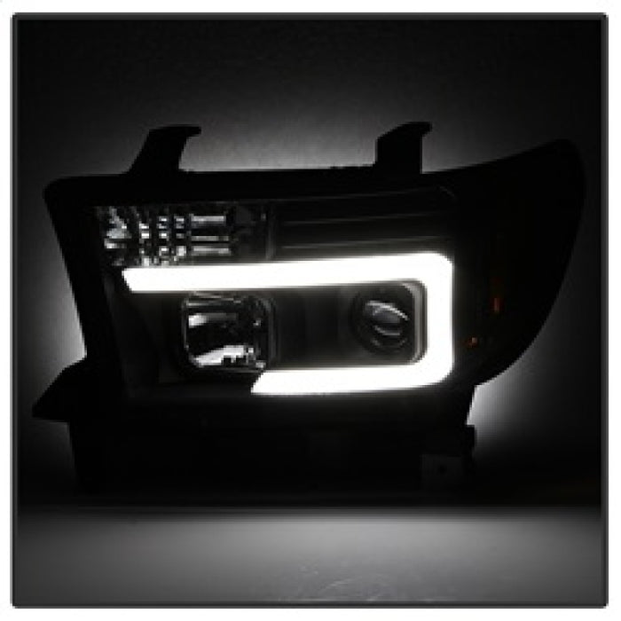 Phares de projecteur Spyder 08-13 Toyota Sequoia - Barre lumineuse DRL - Noir PRO-YD-TTU07V2-LB-BK