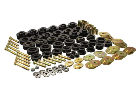 Ensemble de supports de carrosserie Energy Suspension 65-67 Chevrolet Biscayne/Bel Air/Caprice/Impala avec quincaillerie - Noir