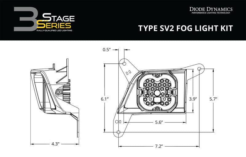 Kit Diode Dynamics SS3 Pro Type SV2 ABL - Brouillard jaune SAE