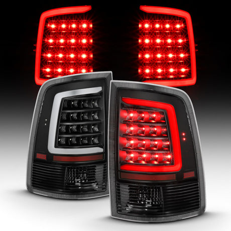 Feu arrière à LED ANZO 2009-2018 Dodge Ram 1500 style planche noir avec lentille transparente