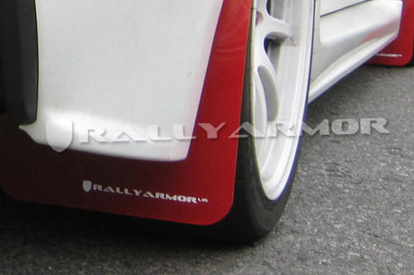 Bavette garde-boue rouge UR Rally Armor 07-17 Mitsubishi Lancer avec logo blanc