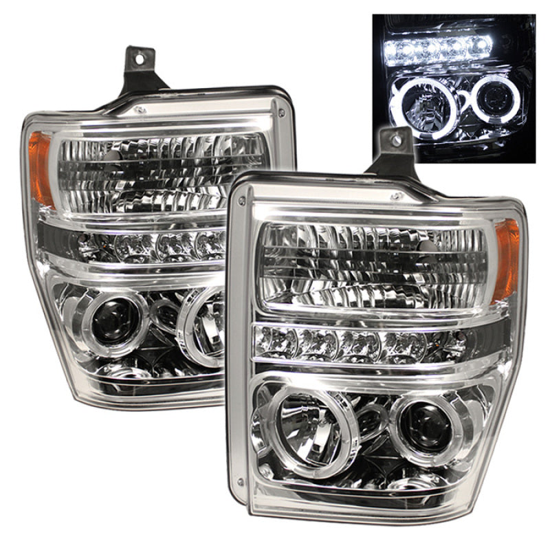 Phares de projecteur Spyder Ford F250/350/450 Super Duty 08-10 LED Halo LED Chrm PRO-YD-FS08-HL-C