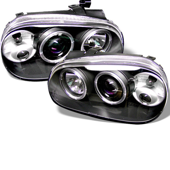 Phares de projecteur Spyder Volkswagen Golf IV 99-05 LED Halo Noir Haut H1 Bas H1 PRO-YD-VG99-BK