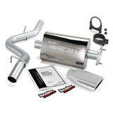 Système d'échappement Monster Banks Power 00-03 Jeep 2.5/4.0L/Wrangler (catalyseur à 2 boulons) - Échappement simple SS avec embout chromé