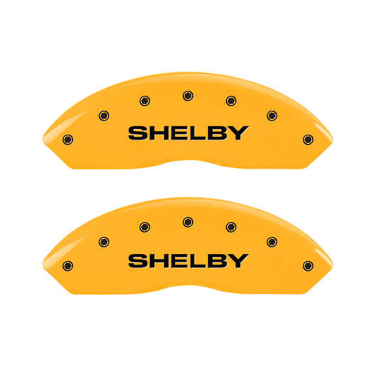 MGP 4 Caliper Covers Engraved Front Shelby Rear Snake Yellow Finish Black Char 2003 Ford Mustang