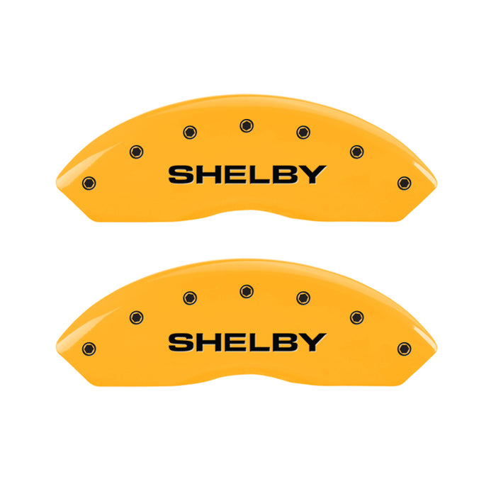 MGP 4 Caliper Covers Engraved Front Shelby Rear Snake Yellow Finish Black Char 2003 Ford Mustang