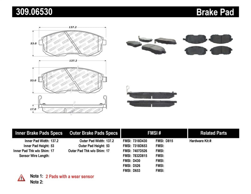 Plaquettes de frein avant StopTech Performance 02-05 350z / 03-04 G35 / 03-05 G35X