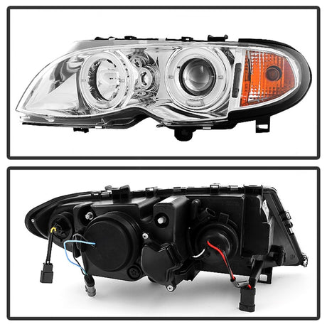 Phares de projecteur Spyder BMW E46 Série 3 02-05 4DR 1 pièce LED Halo Chrm PRO-YD-BMWE4602-4D-AM-C