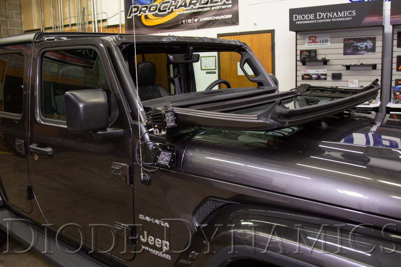 Kit de support de capot à LED Diode Dynamics 18-21 Jeep JL Wrangler/Gladiator SS3 - Jaune Pro