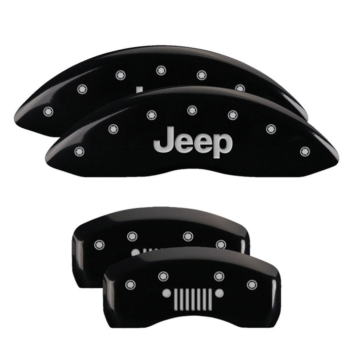 Couvre-étriers MGP 4 gravés à l'avant JEEP Logo de calandre JEEP gravé à l'arrière Finition noire argent ch